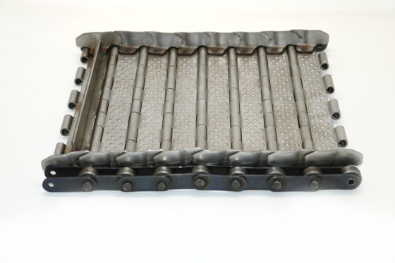 Driven Roller Wire Mesh Conveyor Belt SS Slat Chain Dengan Attachment