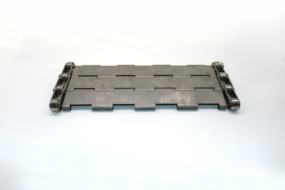 302 Stainless Steel Driven Roller Flat Top Chain Slat Untuk Pengolahan Makanan