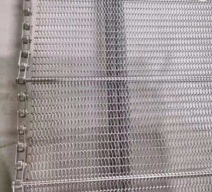 Disesuaikan Food Grade 304 SS Wire Mesh Conveyor Belt Metal Chain Link