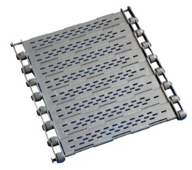 Punched Wire Mesh Conveyor Belt Pelat Rantai Stainless Steel Dengan Baffle