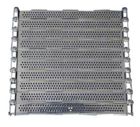 Punched Wire Mesh Conveyor Belt Pelat Rantai Stainless Steel Dengan Baffle