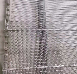 Eye Link Food Grade 304 Stainless Steel Wire Conveyor Belt Ukuran Disesuaikan