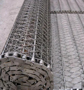 Stainless Steel Rantai Logam Conveyor Belt Mesh Sprocket Didorong
