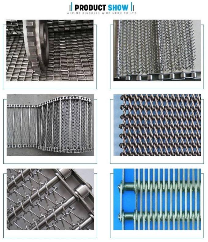 0.5mm-4mm Seimbang Spiral SS Wire Mesh Belt Conveyor Untuk Bakery Tunnel Oven 12
