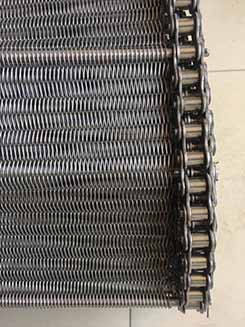 Suhu Tinggi 314 310s Stainless Steel Spiral Mesh Conveyor Chain Belt Metal 12