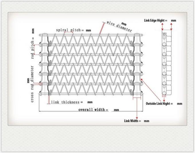 400mm 500mm Metal Wire Mesh Conveyor Flat Flex Belt Dengan Rantai 1