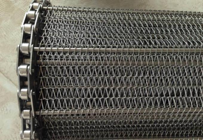400mm 500mm Metal Wire Mesh Conveyor Flat Flex Belt Dengan Rantai 3