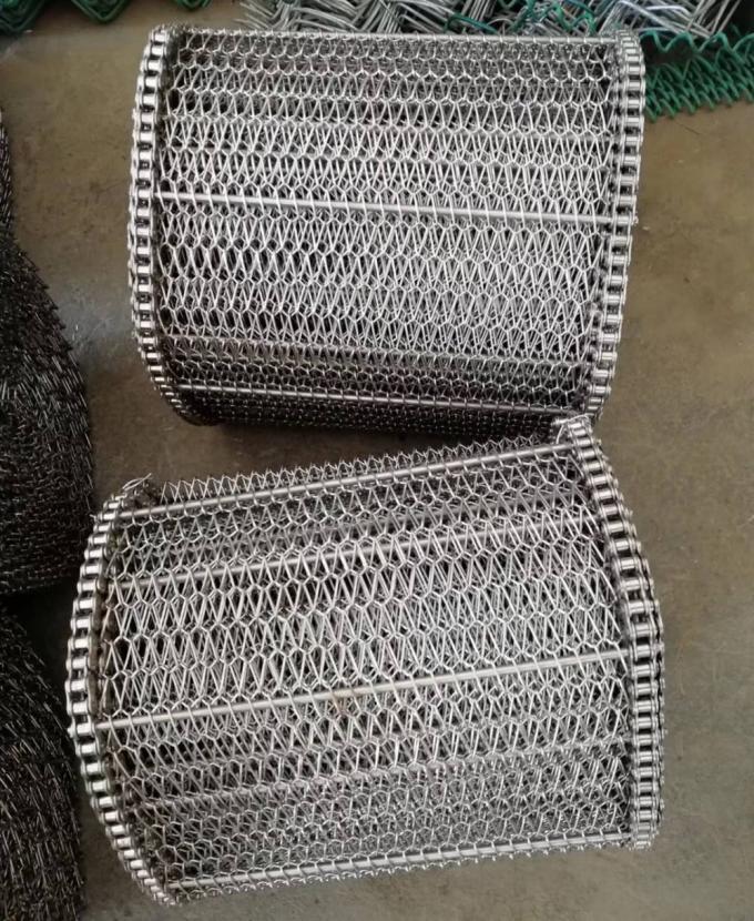400mm 500mm Metal Wire Mesh Conveyor Flat Flex Belt Dengan Rantai 5