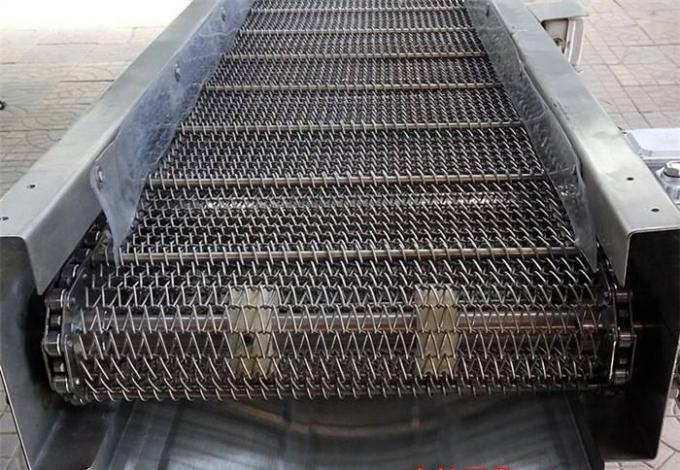 400mm 500mm Metal Wire Mesh Conveyor Flat Flex Belt Dengan Rantai 10